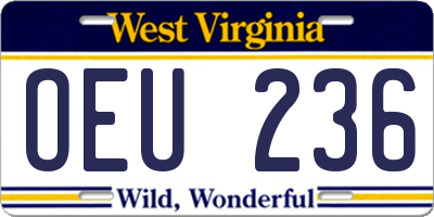 WV license plate OEU236