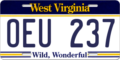 WV license plate OEU237