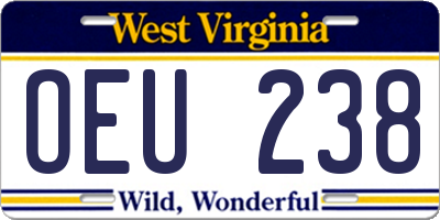 WV license plate OEU238