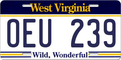 WV license plate OEU239