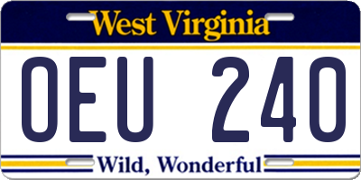 WV license plate OEU240