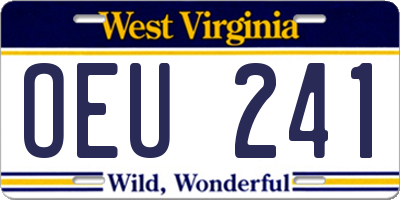 WV license plate OEU241