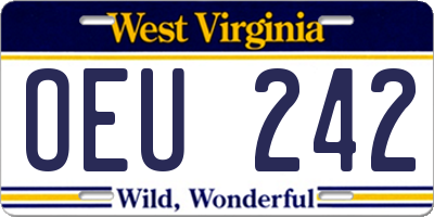 WV license plate OEU242