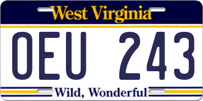 WV license plate OEU243