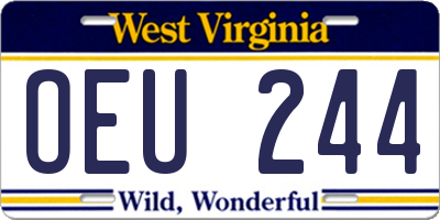 WV license plate OEU244