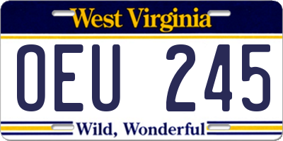 WV license plate OEU245
