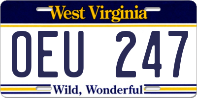WV license plate OEU247