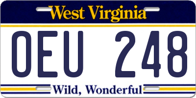 WV license plate OEU248