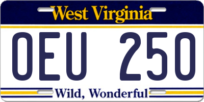 WV license plate OEU250