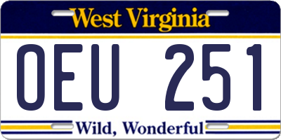 WV license plate OEU251