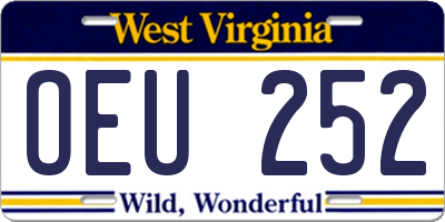 WV license plate OEU252