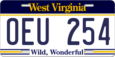 WV license plate OEU254