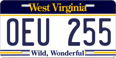 WV license plate OEU255