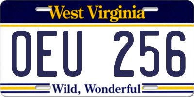 WV license plate OEU256
