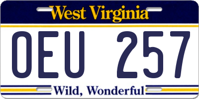 WV license plate OEU257
