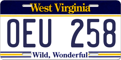 WV license plate OEU258