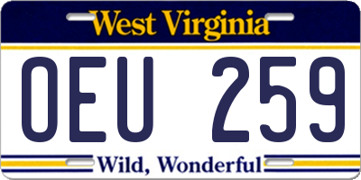 WV license plate OEU259
