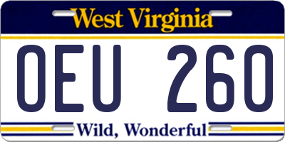 WV license plate OEU260