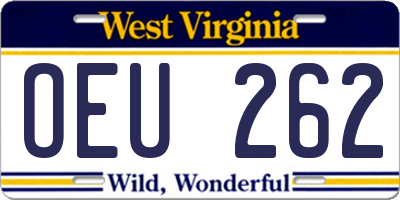 WV license plate OEU262