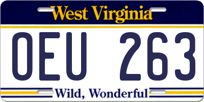 WV license plate OEU263
