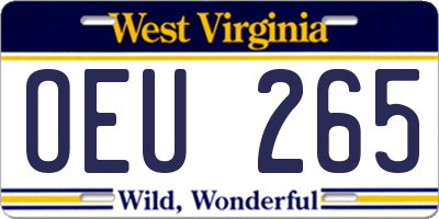 WV license plate OEU265