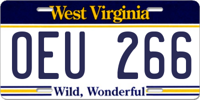WV license plate OEU266