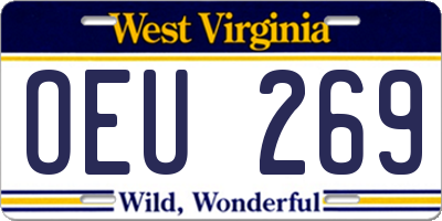 WV license plate OEU269