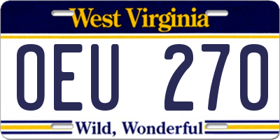 WV license plate OEU270