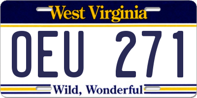 WV license plate OEU271