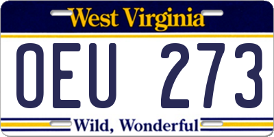WV license plate OEU273