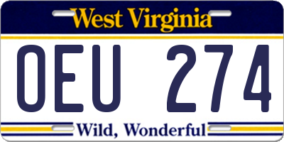 WV license plate OEU274
