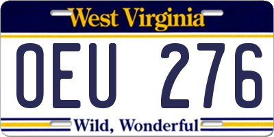 WV license plate OEU276