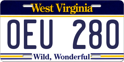 WV license plate OEU280