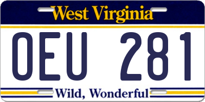 WV license plate OEU281