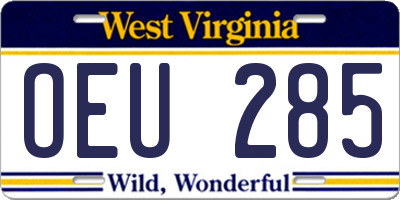 WV license plate OEU285