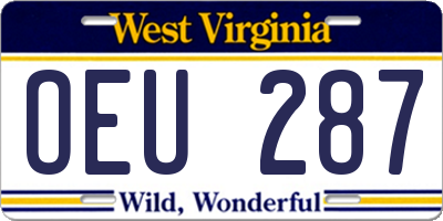 WV license plate OEU287