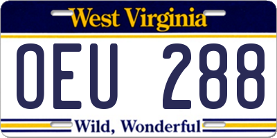 WV license plate OEU288