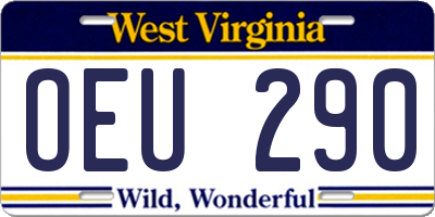 WV license plate OEU290