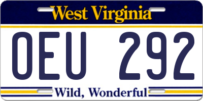 WV license plate OEU292