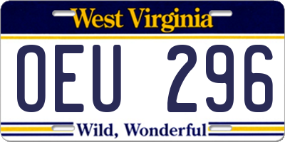 WV license plate OEU296