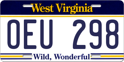 WV license plate OEU298