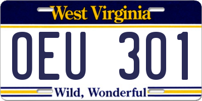 WV license plate OEU301
