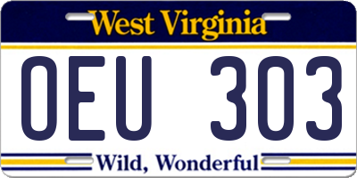WV license plate OEU303