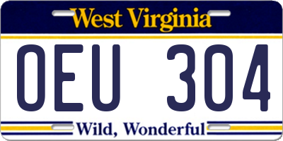 WV license plate OEU304