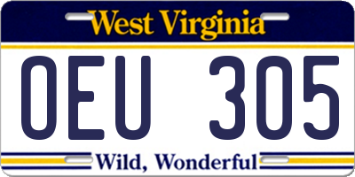 WV license plate OEU305