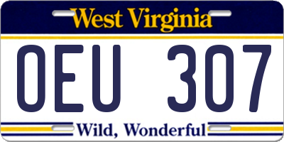 WV license plate OEU307