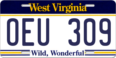 WV license plate OEU309