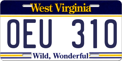 WV license plate OEU310