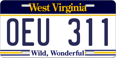 WV license plate OEU311
