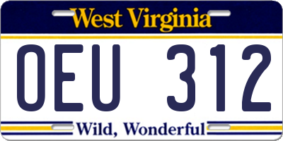 WV license plate OEU312